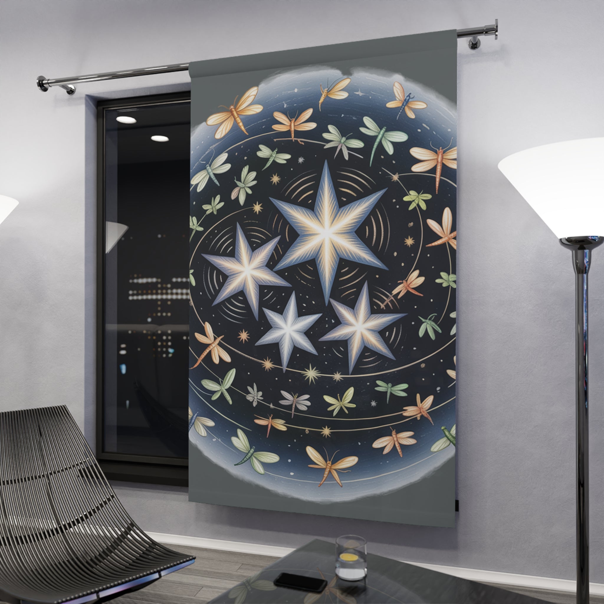 Celestial Starry Window Curtains, Night Sky Decor, Ethereal Home Accents, Boho Room Divider, Unique Space Art, Bedroom Drapes