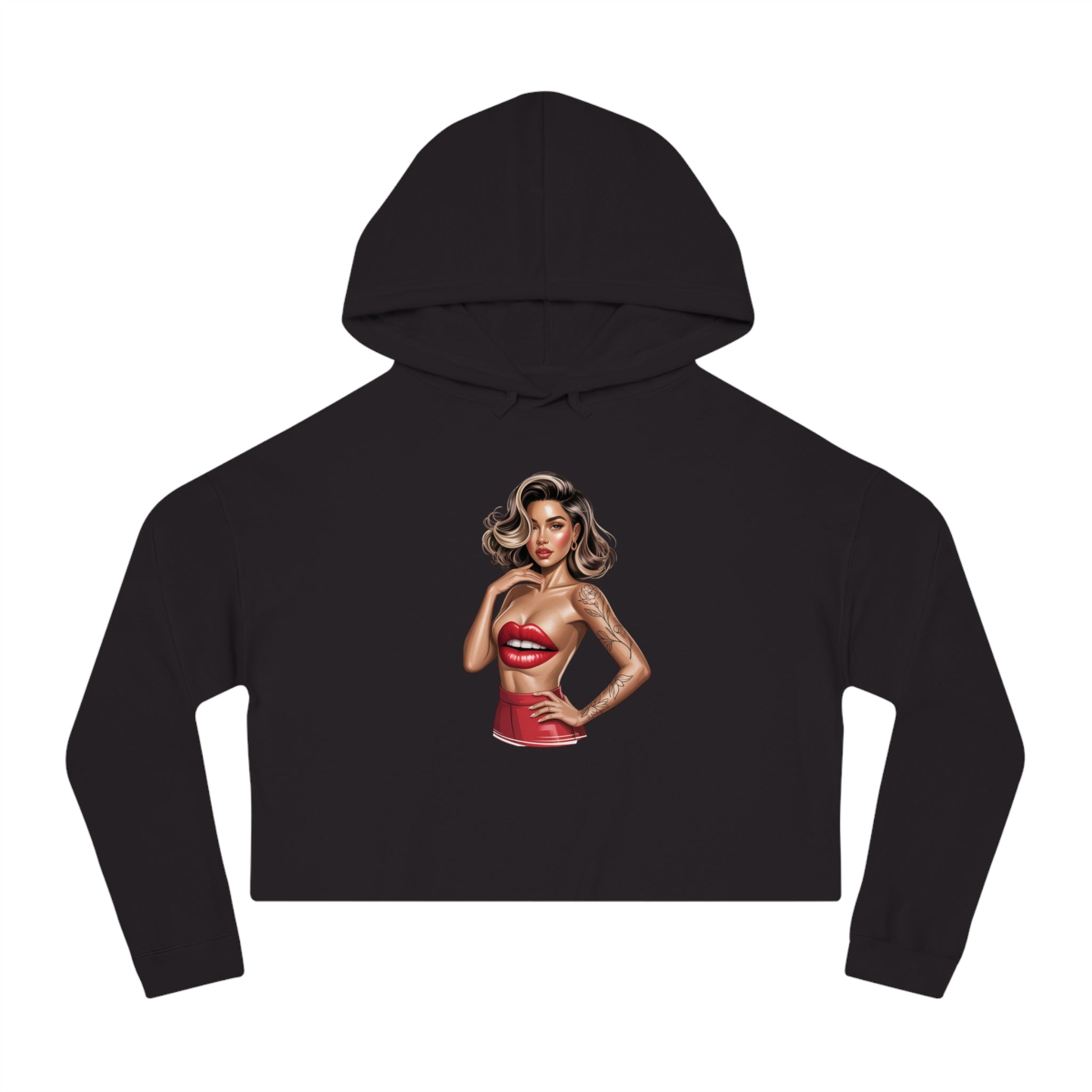 Chic Cropped Hoodie for Trendsetters, Stylish Sweatshirt, Perfect for Casual Outings, Streetwear, Skulls & Starlet Design