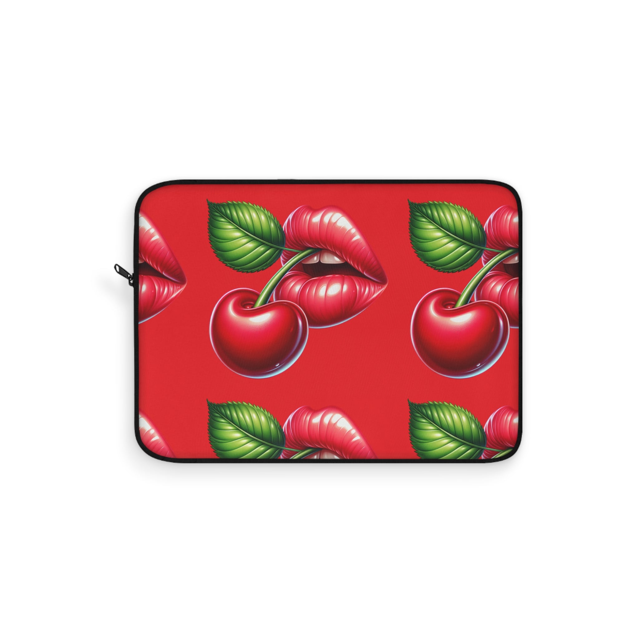 Cherry Kiss Laptop Sleeve | Trendy Tech Case, Cute Gift for Students, Fashionable Laptop Bag, Red and Green Sleeve, Cherry Pattern