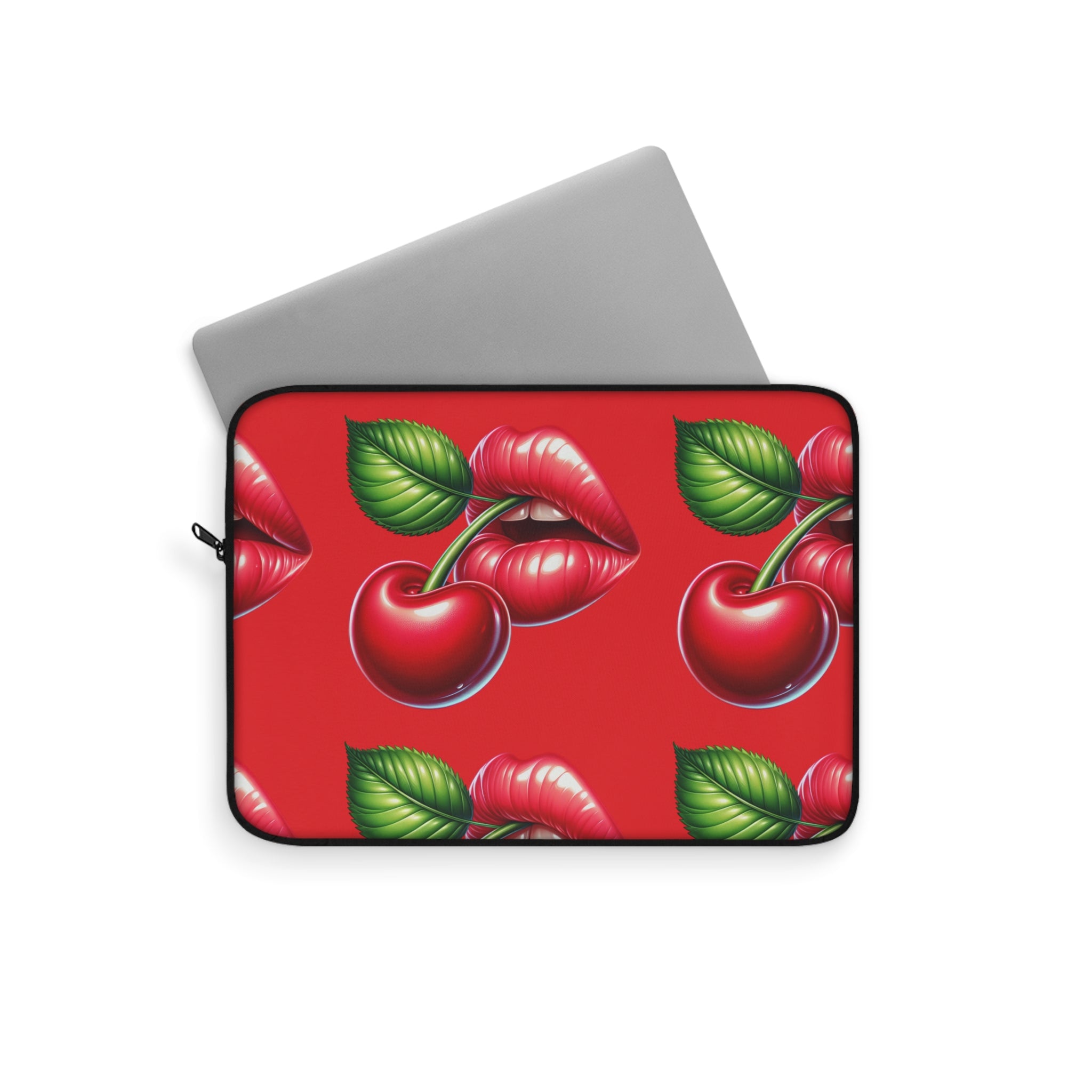 Cherry Kiss Laptop Sleeve | Trendy Tech Case, Cute Gift for Students, Fashionable Laptop Bag, Red and Green Sleeve, Cherry Pattern
