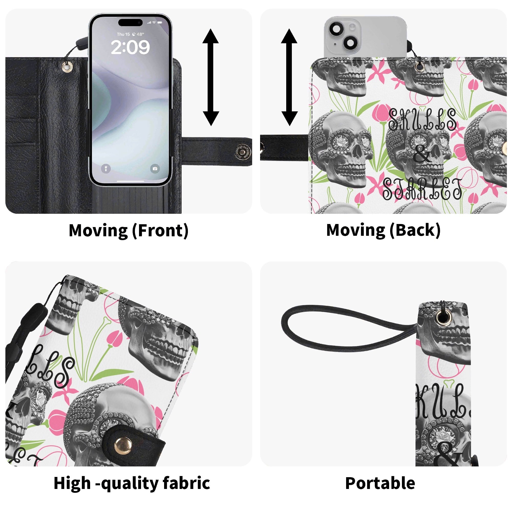Black Phone Flip Case PU Leather Cover for Most Mobile Phone Models