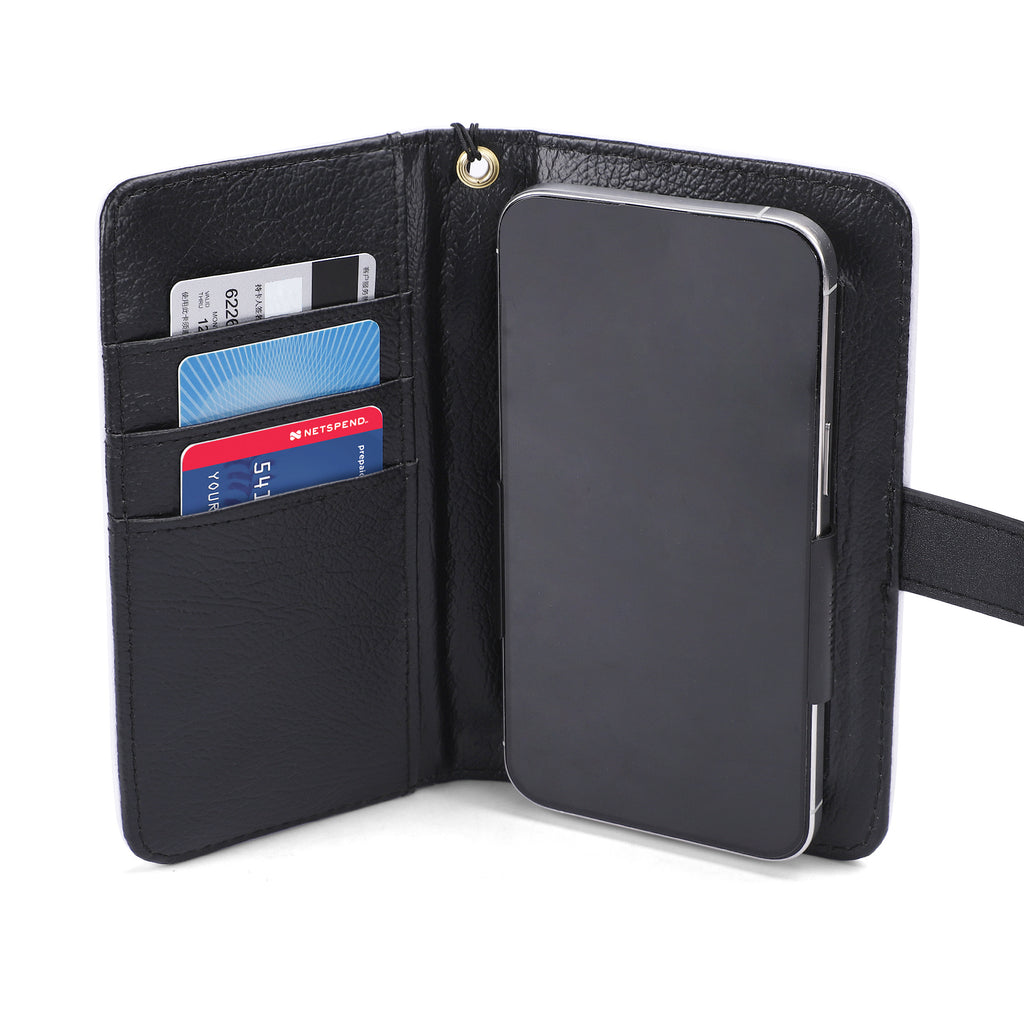 Black Phone Flip Case PU Leather Cover for Most Mobile Phone Models
