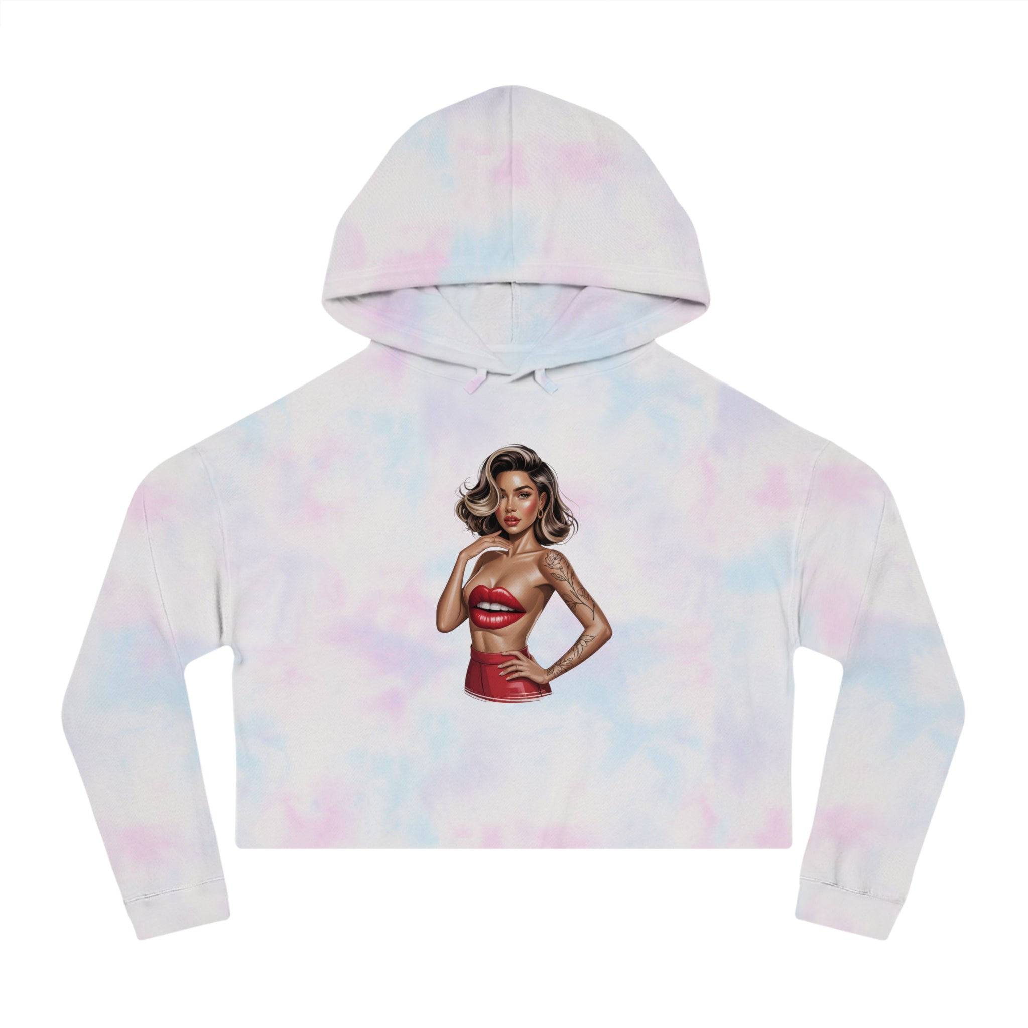 Chic Cropped Hoodie for Trendsetters, Stylish Sweatshirt, Perfect for Casual Outings, Streetwear, Skulls & Starlet Design