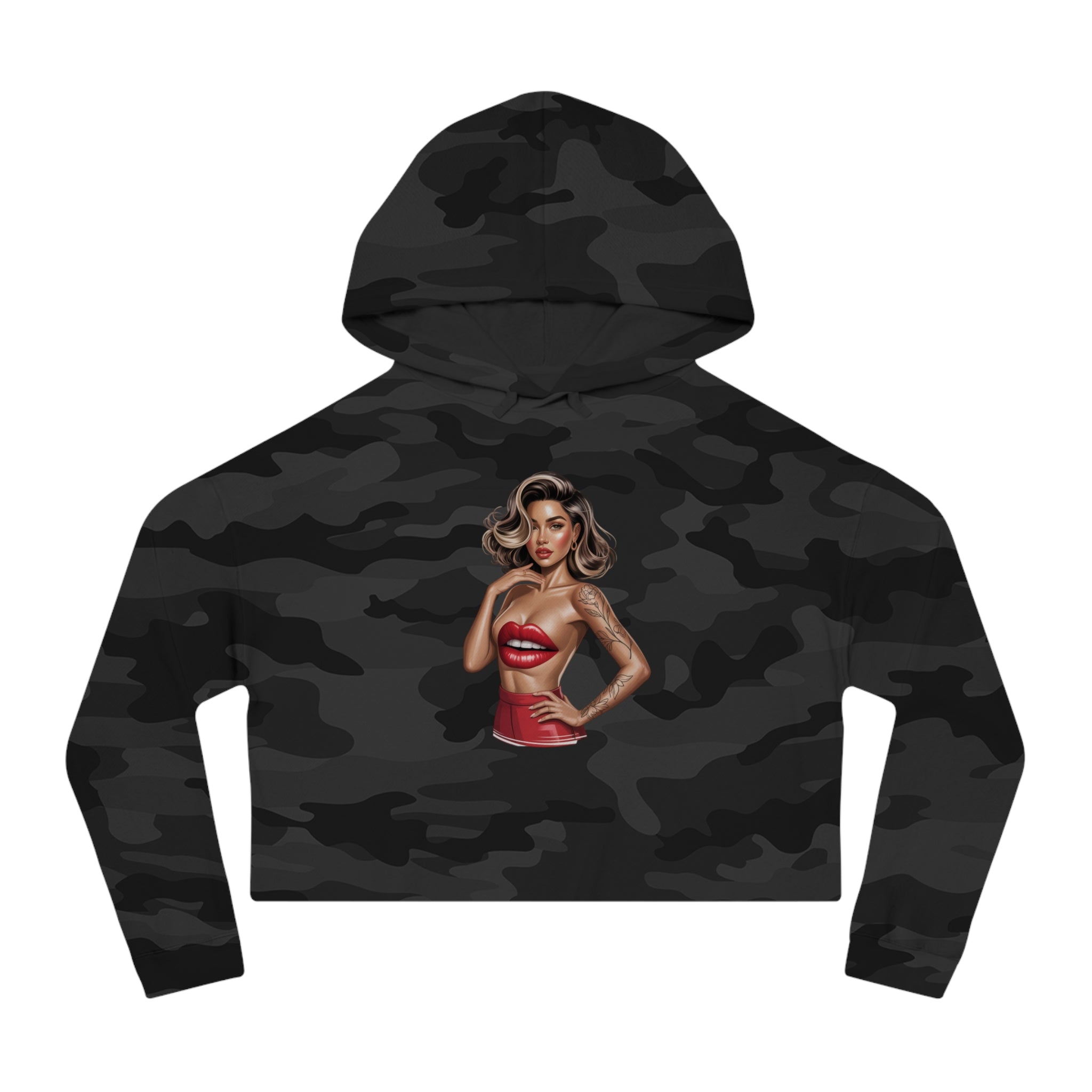 Chic Cropped Hoodie for Trendsetters, Stylish Sweatshirt, Perfect for Casual Outings, Streetwear, Skulls & Starlet Design
