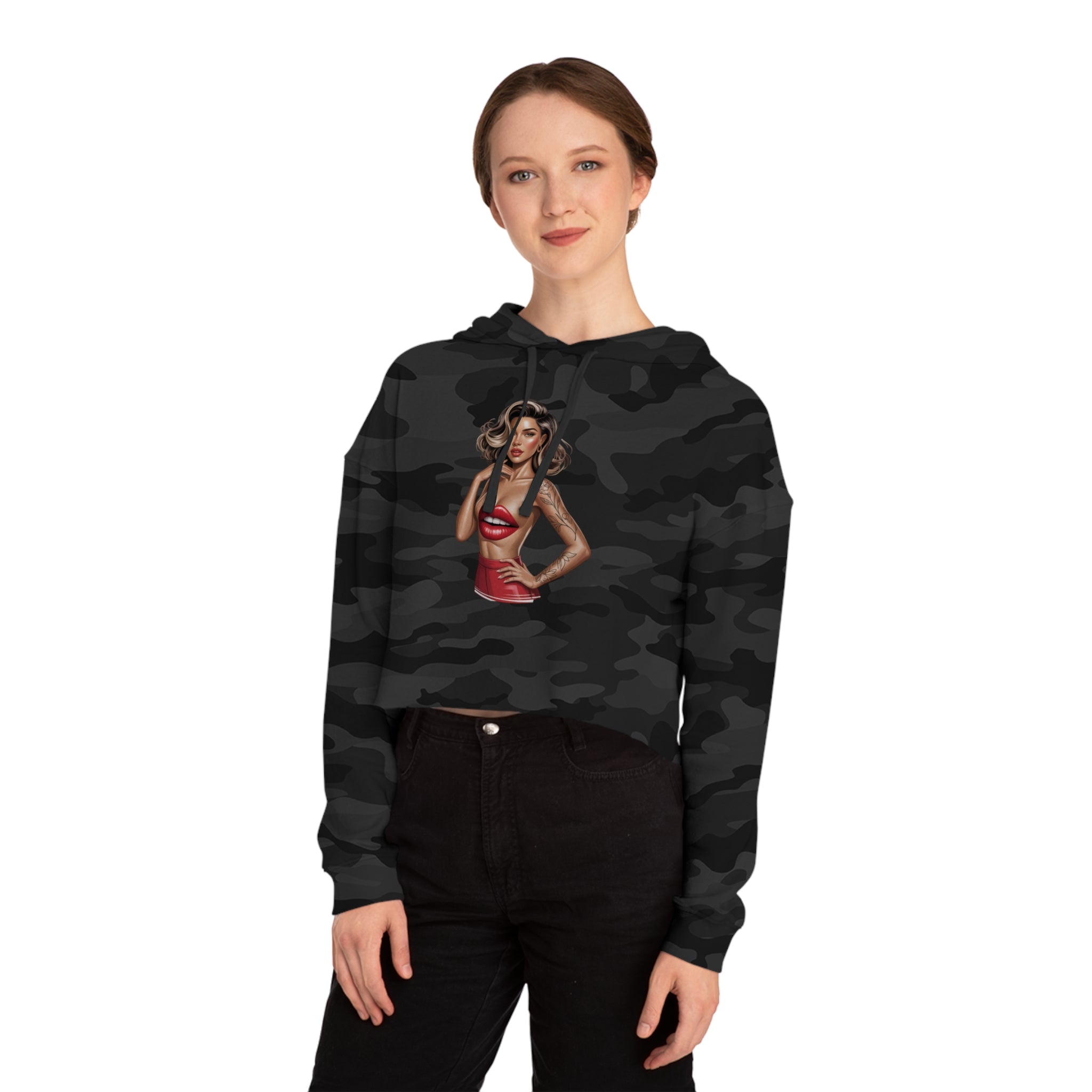 Chic Cropped Hoodie for Trendsetters, Stylish Sweatshirt, Perfect for Casual Outings, Streetwear, Skulls & Starlet Design