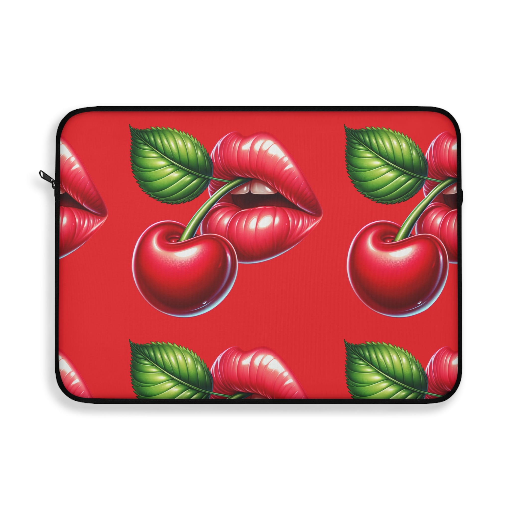 Cherry Kiss Laptop Sleeve | Trendy Tech Case, Cute Gift for Students, Fashionable Laptop Bag, Red and Green Sleeve, Cherry Pattern