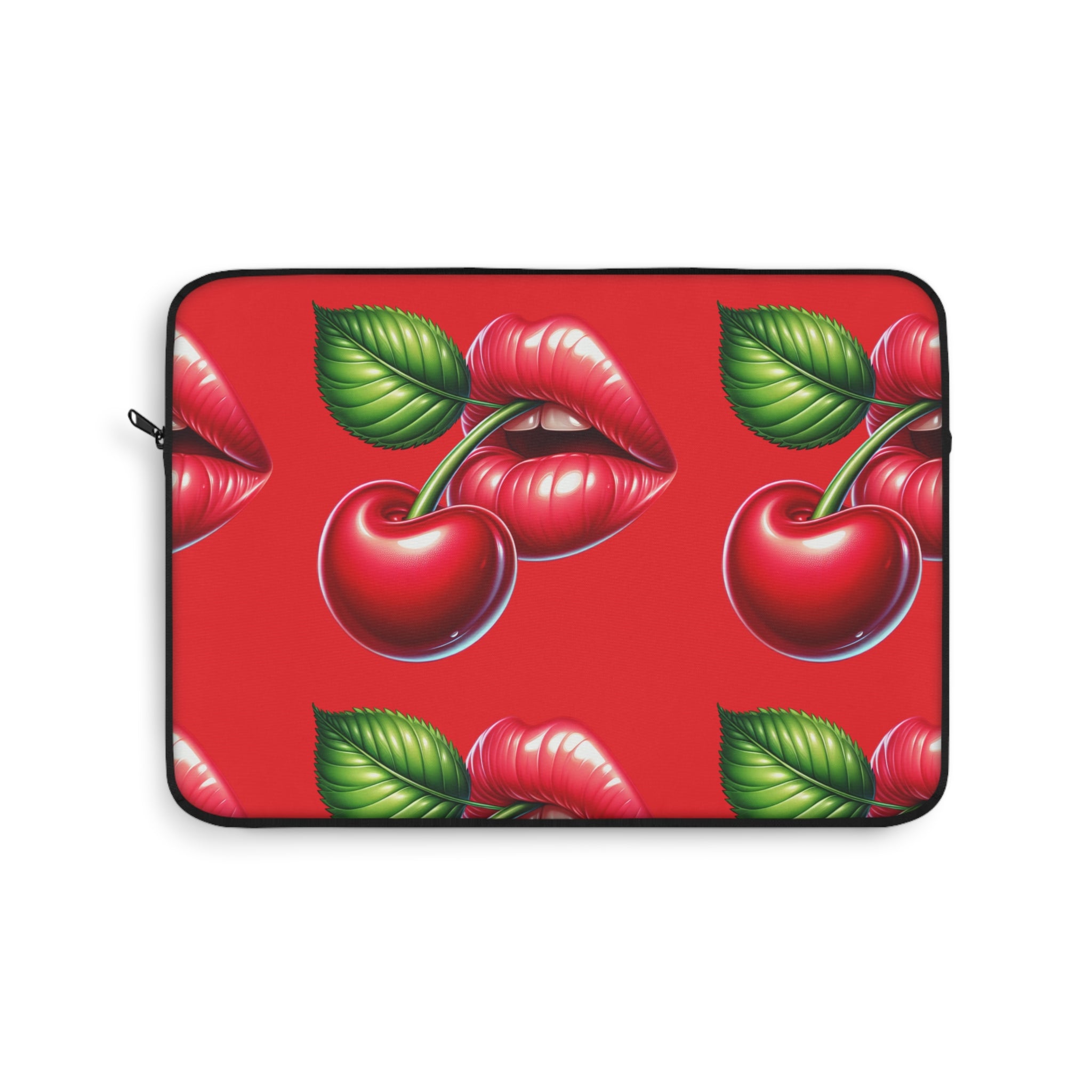 Cherry Kiss Laptop Sleeve | Trendy Tech Case, Cute Gift for Students, Fashionable Laptop Bag, Red and Green Sleeve, Cherry Pattern