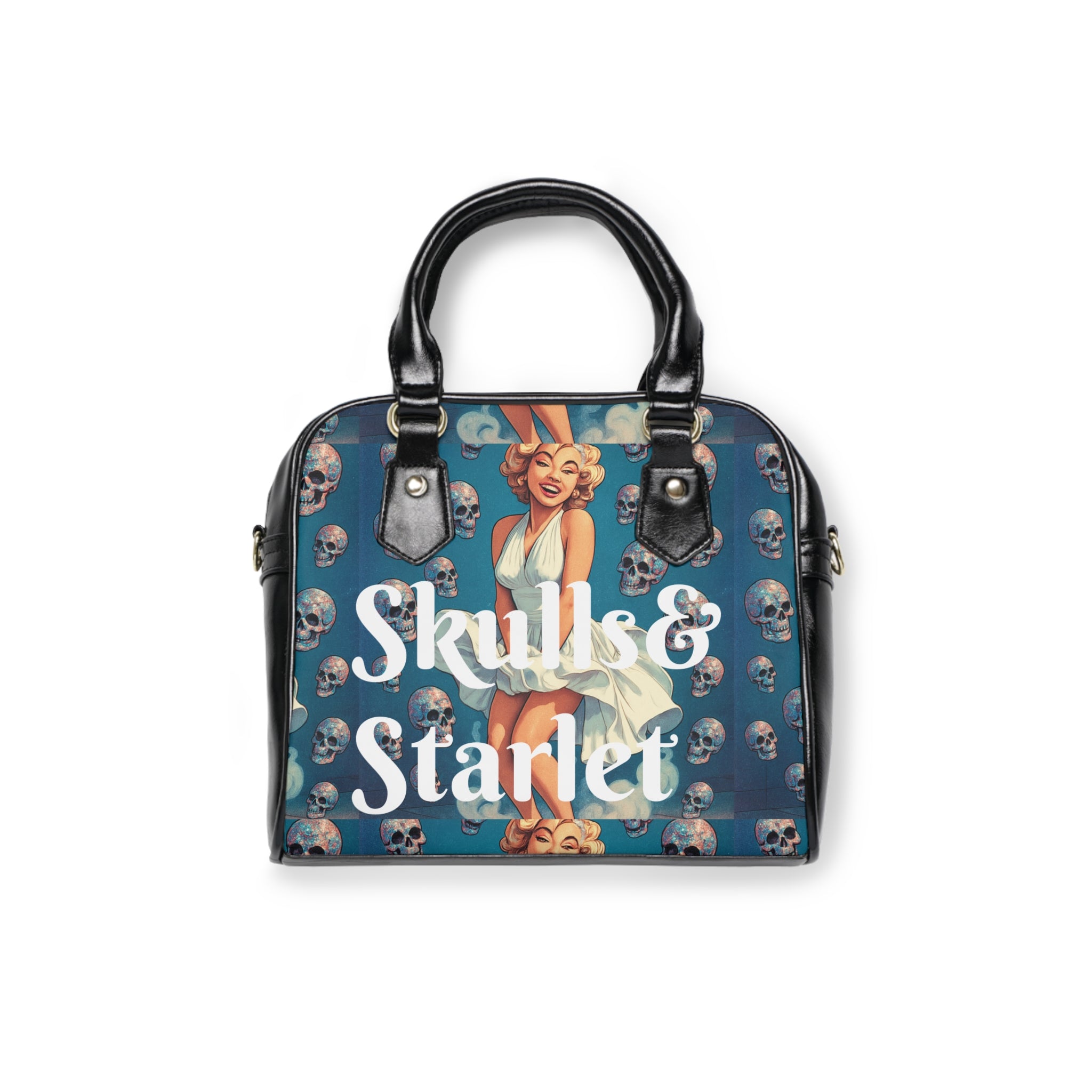 Chic Shoulder Handbag with Skulls & Starlet Design, Trendy Tote, Fashionable Purse, Unique Gift for Her, Everyday Use, Edgy Style