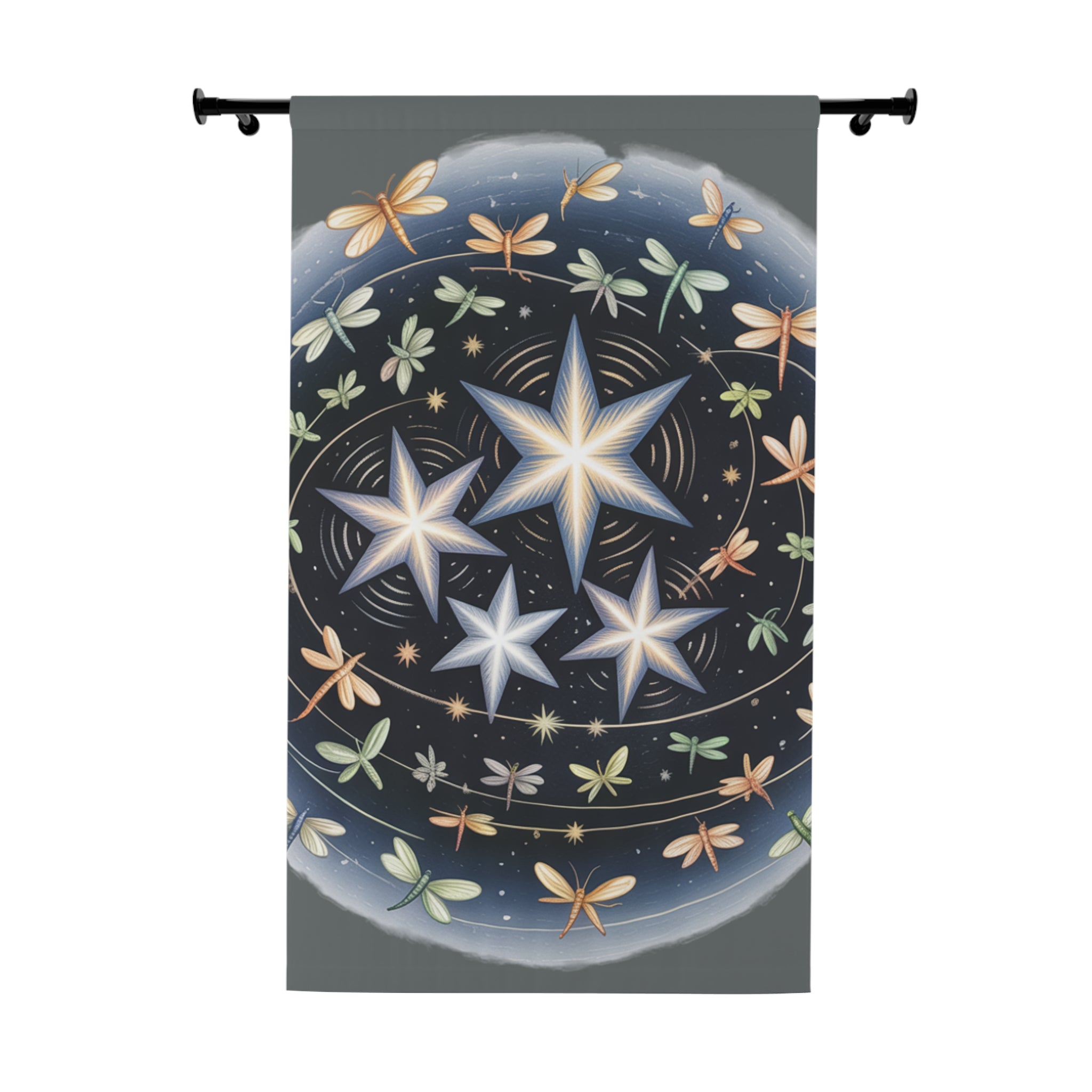 Celestial Starry Window Curtains, Night Sky Decor, Ethereal Home Accents, Boho Room Divider, Unique Space Art, Bedroom Drapes