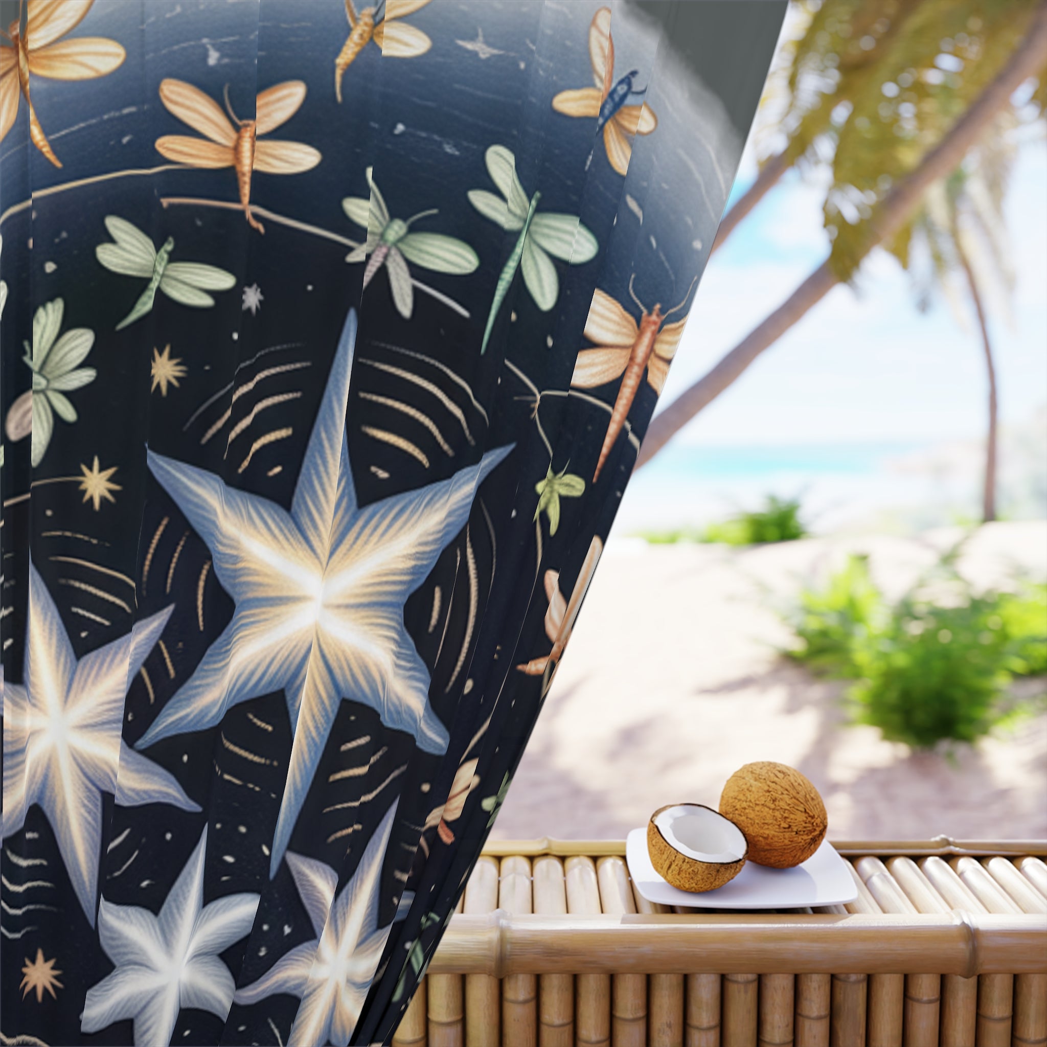 Celestial Starry Window Curtains, Night Sky Decor, Ethereal Home Accents, Boho Room Divider, Unique Space Art, Bedroom Drapes